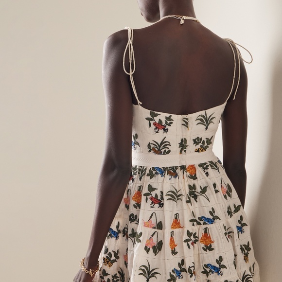 NWT Agua By Agua Bendita Lima Ranas Linen Mini Dress M - Picture 5 of 8